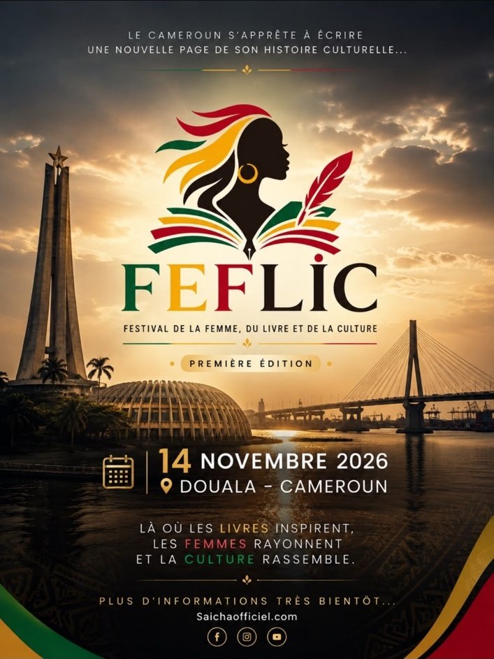 Affiche officielle du FEFLIC 2026, Festival de la Femme, du Livre et de la Culture, le 14 novembre 2026 à Douala